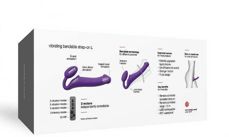 Strap-On-Me - Vibrating Bendable Strap-On L Violetinė