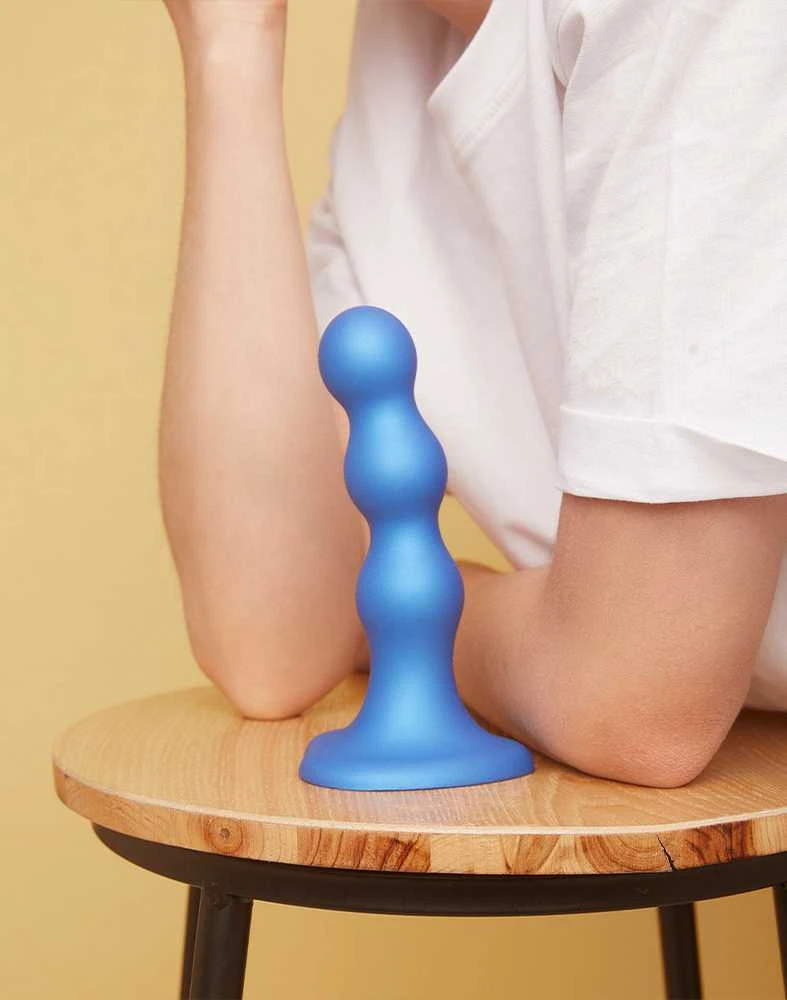Mėlyna Strap-On-Me - Dildo Plug Balls Metallic Mėlyna S