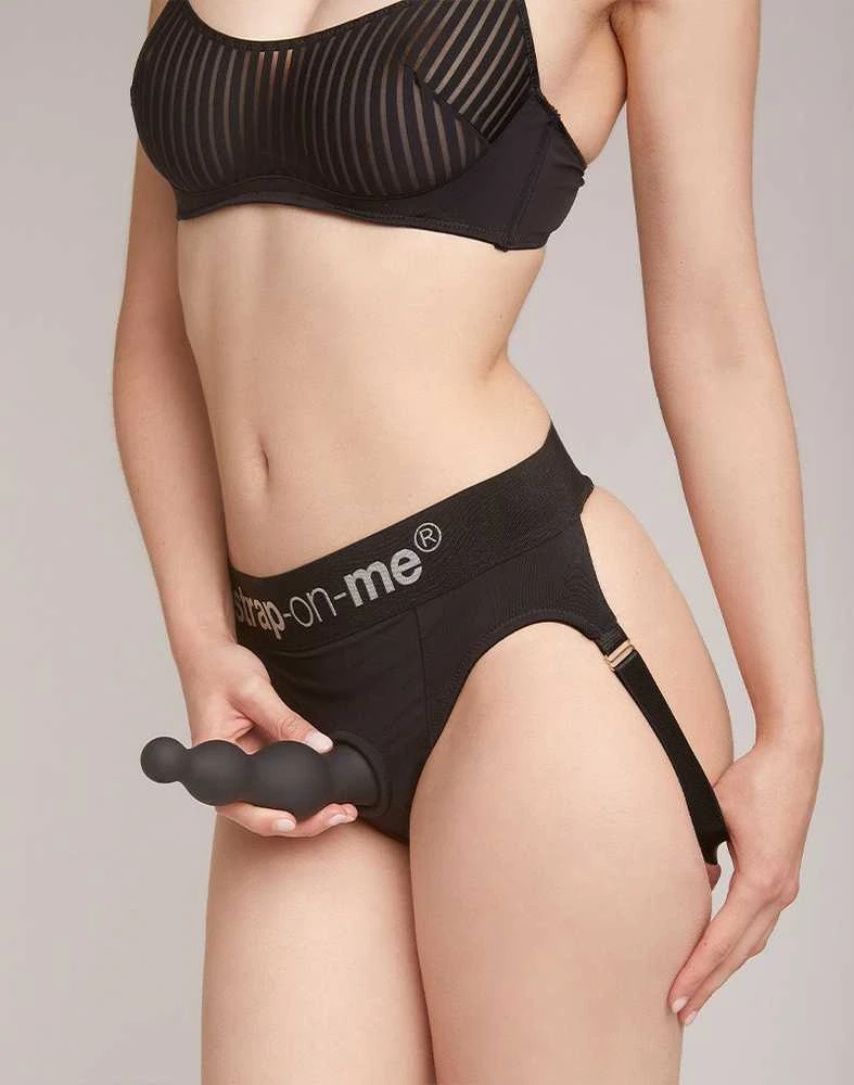 Strap On Me Juoda minkštas 3 karoliukų formos dildo