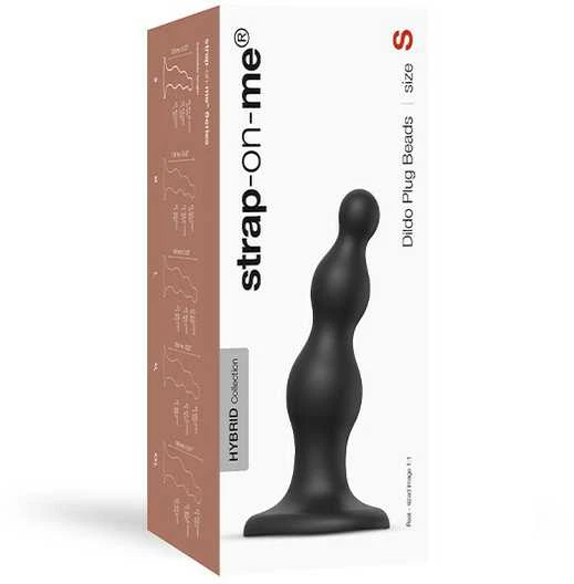 Strap On Me Juoda minkštas 3 karoliukų formos dildo