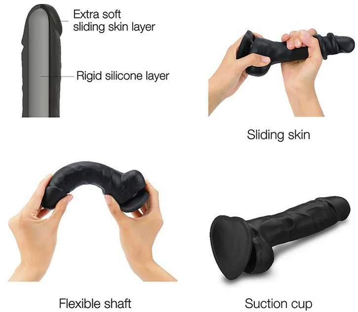 Strap On Me SLIDING SKIN REALISTIC DILDO Juodas M