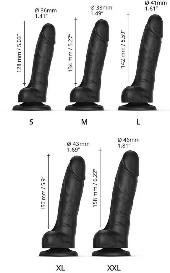 Strap On Me Dildo tikroviška slankiojanti oda juodas s