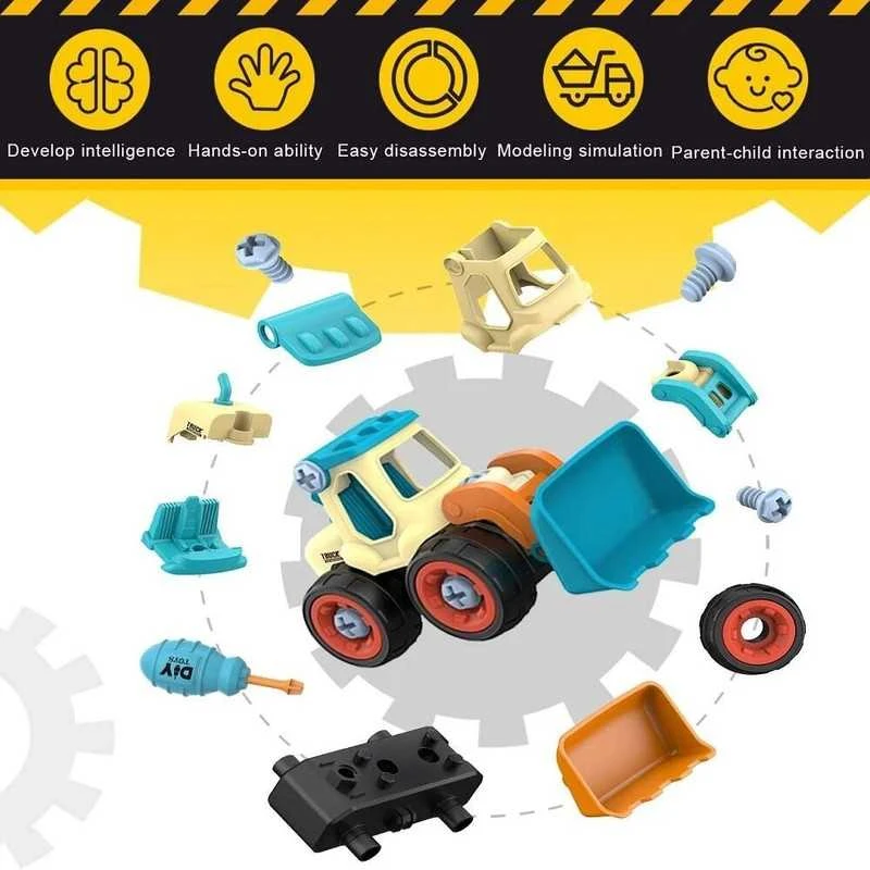 Išardomų žaislinių statybinių automobilių rinkinys 4in1