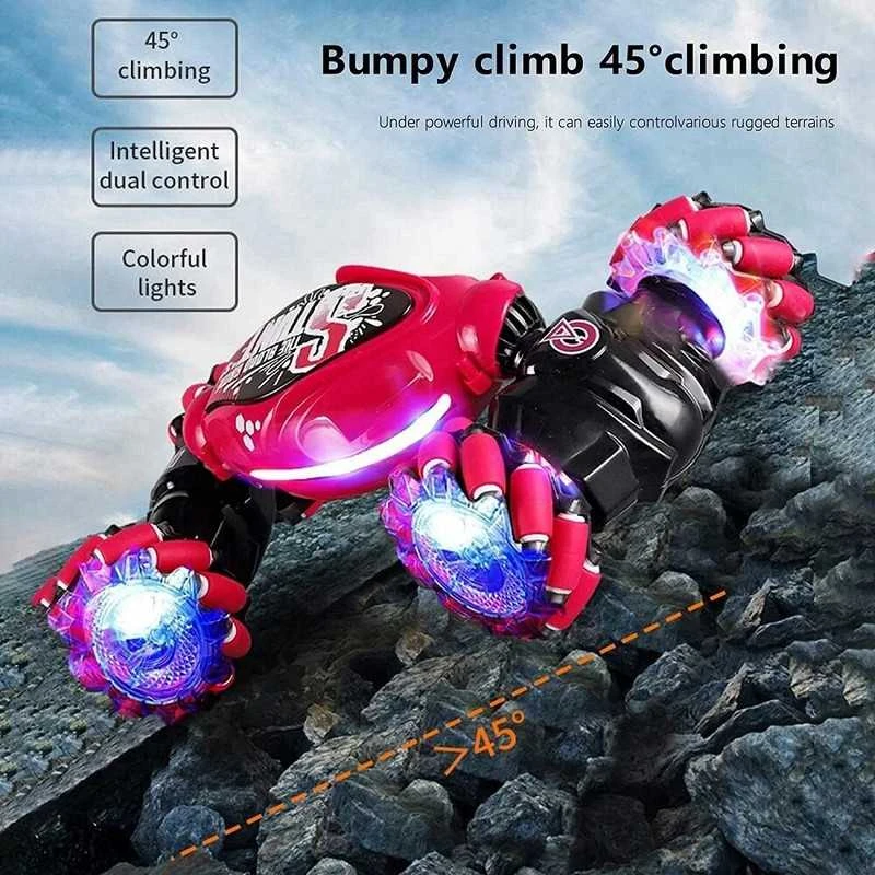Nuotolinio valdymo pultu ir rankų gestais valdomas RC automobilis Stunt car, bordinė