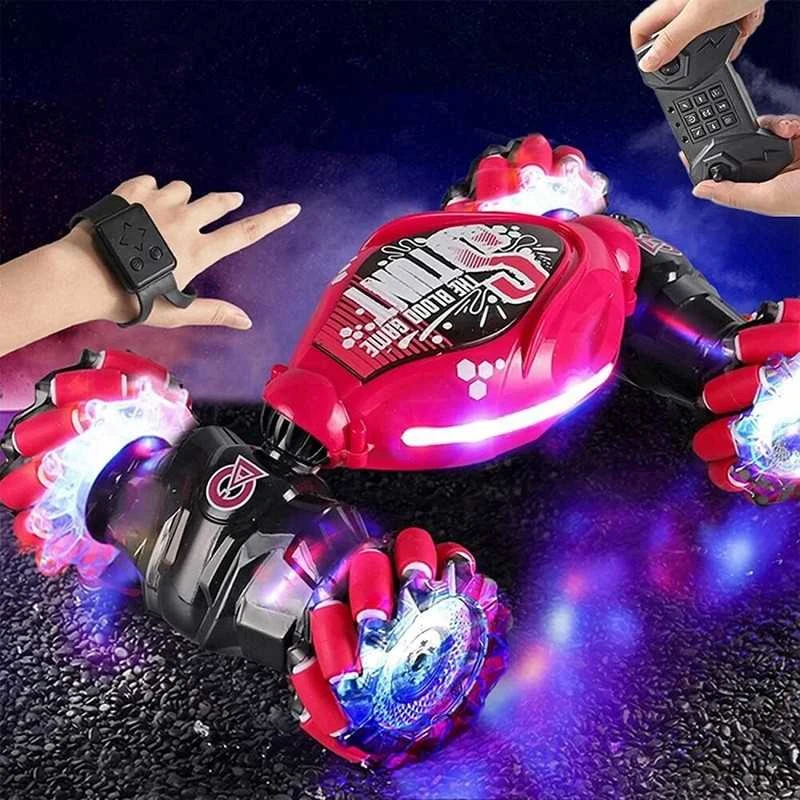 Nuotolinio valdymo pultu ir rankų gestais valdomas RC automobilis Stunt car, bordinė