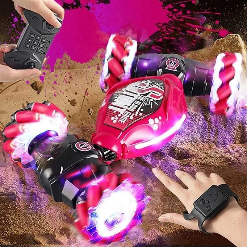 Nuotolinio valdymo pultu ir rankų gestais valdomas RC automobilis Stunt car, bordinė