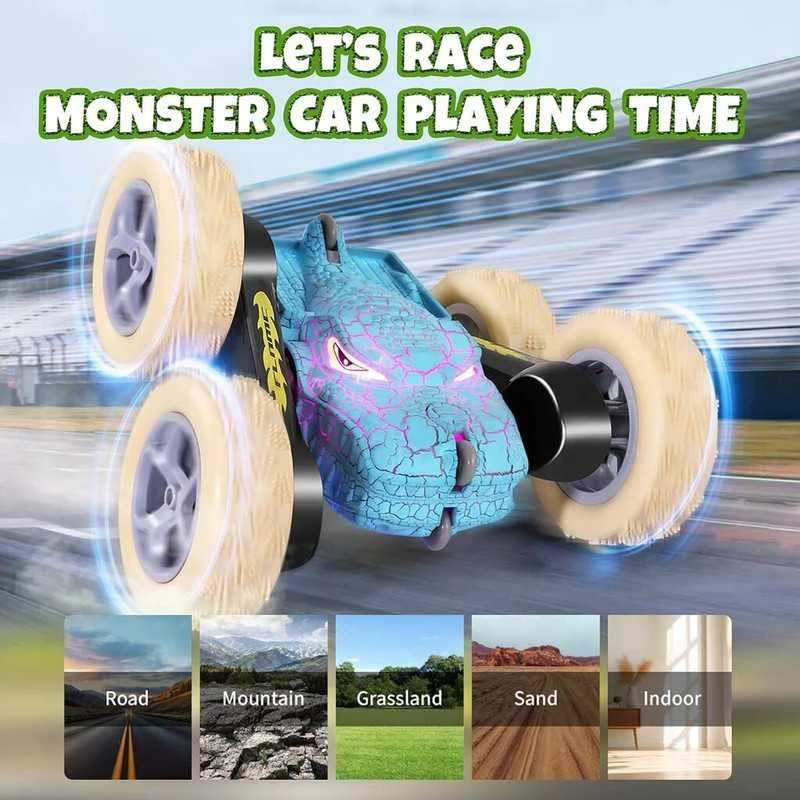 RC mašina automobilis, Radijo bangomis valdomas automobilis, Dinosaur stunt car