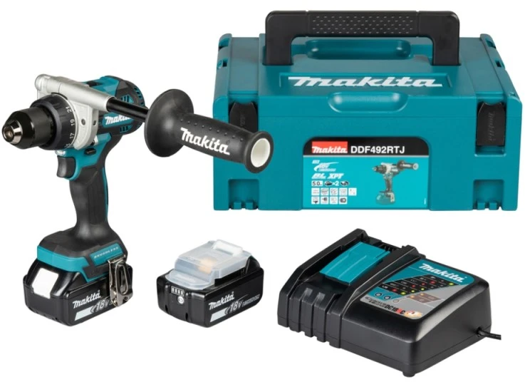 Makita DDF492RTJ Akumuliatorinis gręžtuvas 18V, BL-motor, Max 141 Nm, 130/65Nm, 2x5,0Ah, DC18RC, MAKPACK