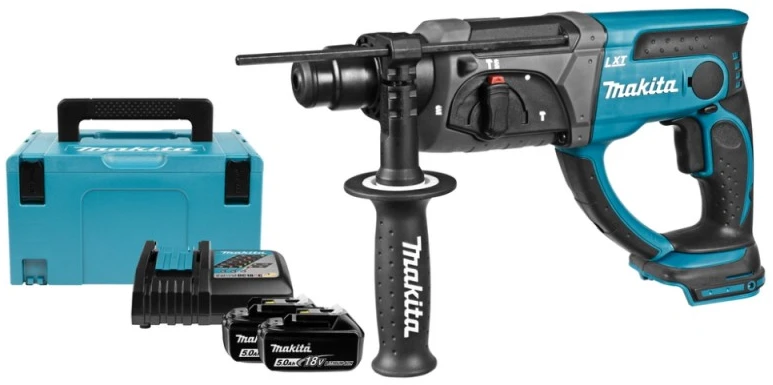 Makita DHR202RTJ Akumuliatorius perforatorius, 18 V, 2x 5,0 Ah Li-ion, SDS-PLUS, 1,9J, LED, MAKPACK