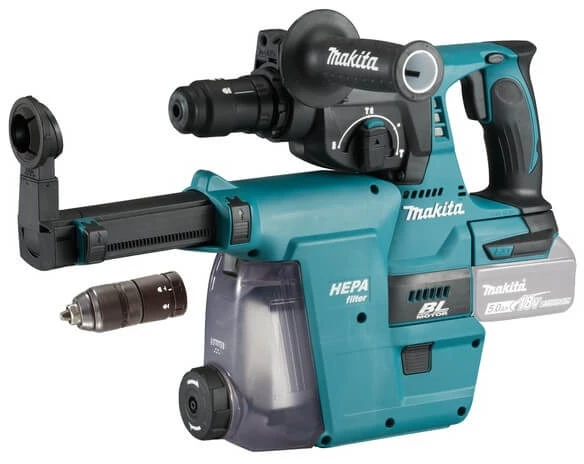 Makita DHR243ZJW Akumuliatorinis perforatorius, 18 V, SDS-PLUS, 2,0J LED, VACUUM, Be akumuliatorių ir kroviklio!
