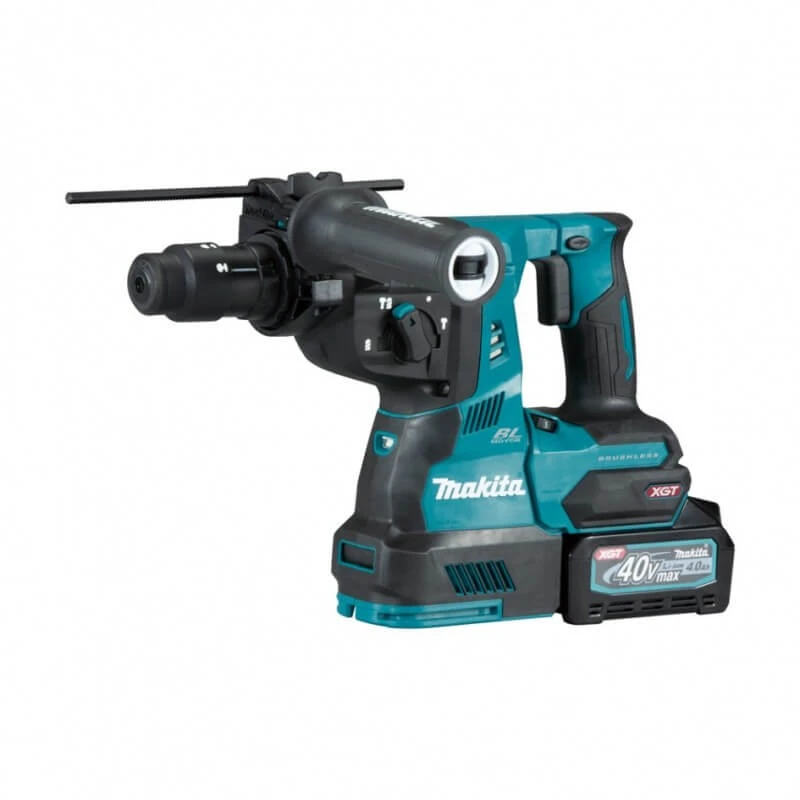 Makita HR004GM201 Perforatorius XGT, 2,9 J, 28mm; 4,1kg, bešepetėlinis variklis, greitojo keitimo griebtuvas, 2X4,0Ah, greitasis kroviklis; AVT; XPT; MAKPAC lagaminas