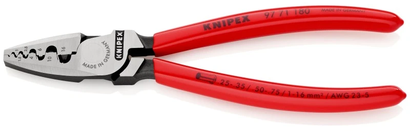 Laidų antgalių užspaudimo replės 0.25 - 16mm2, Knipex