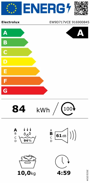 Džiovyklė su šilumos siurbliu Electrolux EW9D717VCE