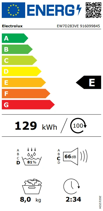 Džiovyklė Electrolux EW7D283VE