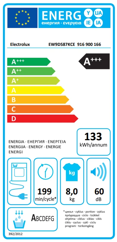 Džiovyklė Electrolux EW9D587KCE