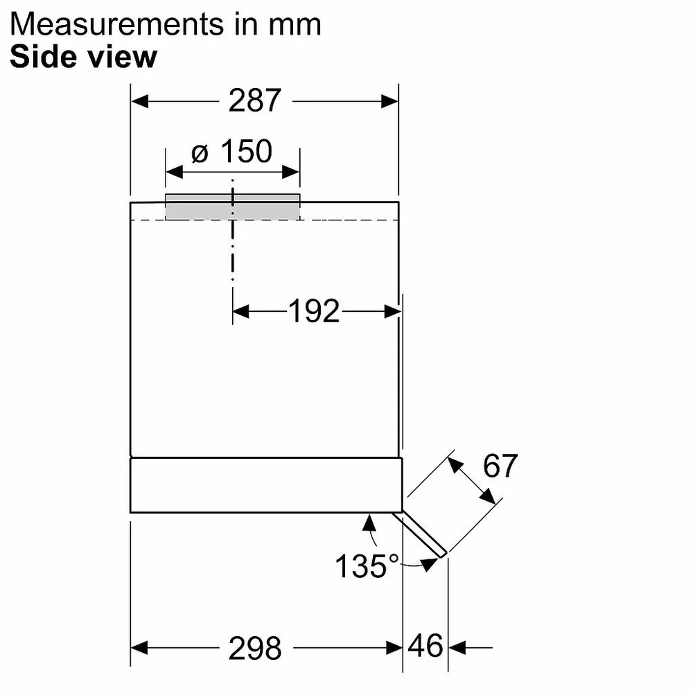Bosch DBB65CC60 Serija 4, Integruojamasis kamino tipo gartraukis, 60 cm, Matinė juoda