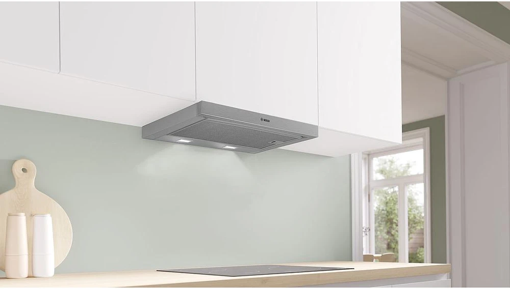 Bosch Serie 2 DFM064W55 gartraukis Semi built-in (pull out) Metallic, Sidabrinis 394 m³/h