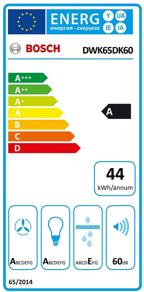 Bosch Serija 2 Prie sienos montuojamas gartraukis 60 cm, juodos spalvos (DWK65DK60)