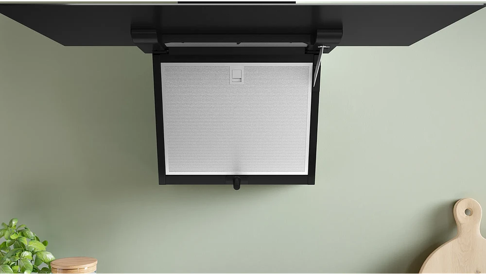 Bosch DWK67FN60 Serija 4, Prie sienos montuojamas gartraukis, 60 cm, skaidrus stiklas su juodu atspaudu, Juoda