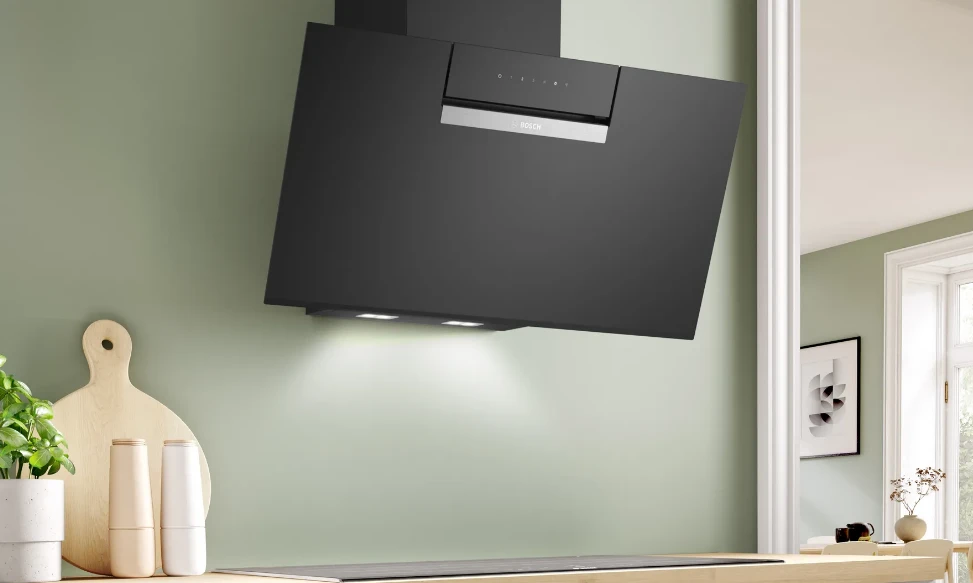 Bosch DWK87FN60 Serija 4, Prie sienos montuojamas gartraukis, 80 cm, skaidrus stiklas su juodu atspaudu, Juoda
