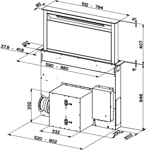 Gartraukis FABER | FABER FABULA EVO+BH A90, Juodas/Stiklas, LIETIMO TALPINĖ, 1 Led LV 4000K, 90 cm