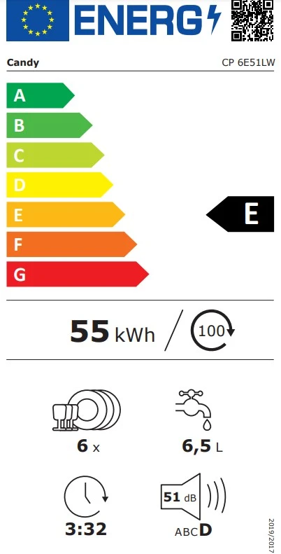 Indaplovė Candy CP 6E51LW, baltos spalvos