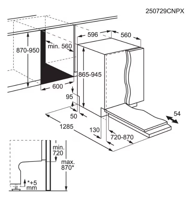 60 cm. pločio įmontuojama indaplovė Electrolux E87LB200T
