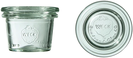 Weck Stiklainis, 35 ml, su dangteliu, Mini-Sturz, 12 vnt.