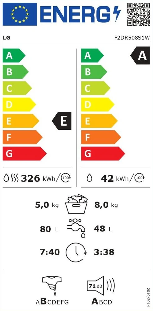 Skalbimo mašina su džiovinimo funkcija LG F2DR508S1W 8kg/5kg.