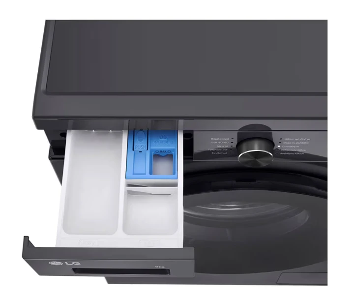 LG | Skalbimo mašina | F4X1009NMB | Energy efficiency class A | Front loading | Skalbimo talpa 9kg | 1400 RPM | Gylis 55 cm | Plotis 60 cm | Ekranas | LED | Steam function | Direct drive | Wi-Fi | Graphite Juodas