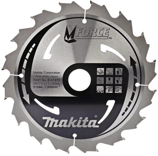 Pjovimo diskas medienai Makita MFORCE; 210x2,3x30,0 mm; Z16; 15°