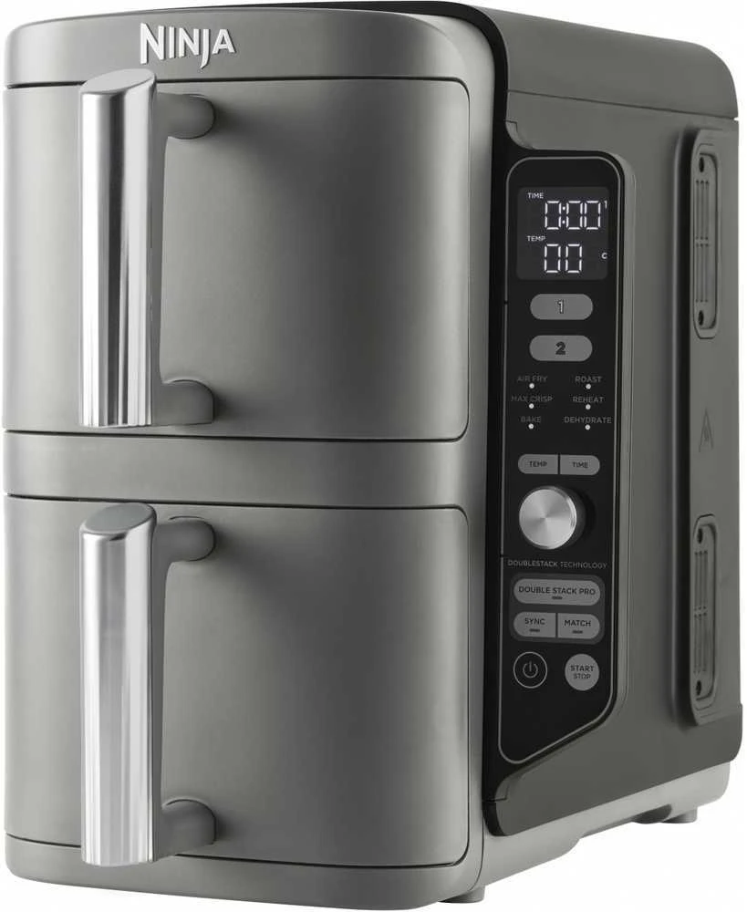 Karšto oro gruzdintuvė Ninja Double Stack XL, 2 lygių, 9,5 l, SL400EU, Tamsiai pilka