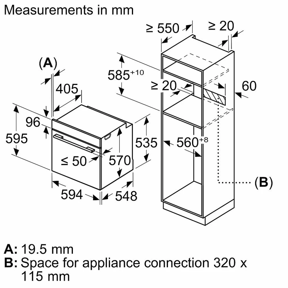 Bosch Serie 2 HBA571BB4 orkaitė 71 L 3600 W Juodas