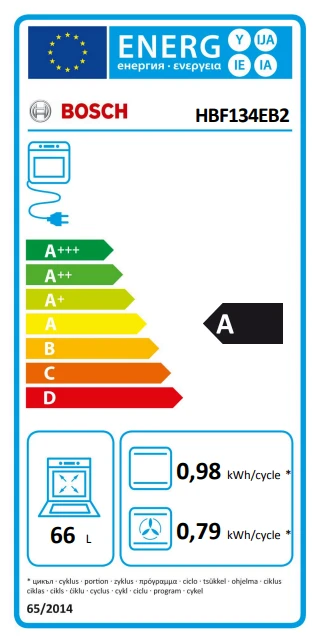 Siemens Bosch 38592 HBF134EB2 Serija 2, Įmontuojamoji orkaitė, 60 x 60 cm, Juodas