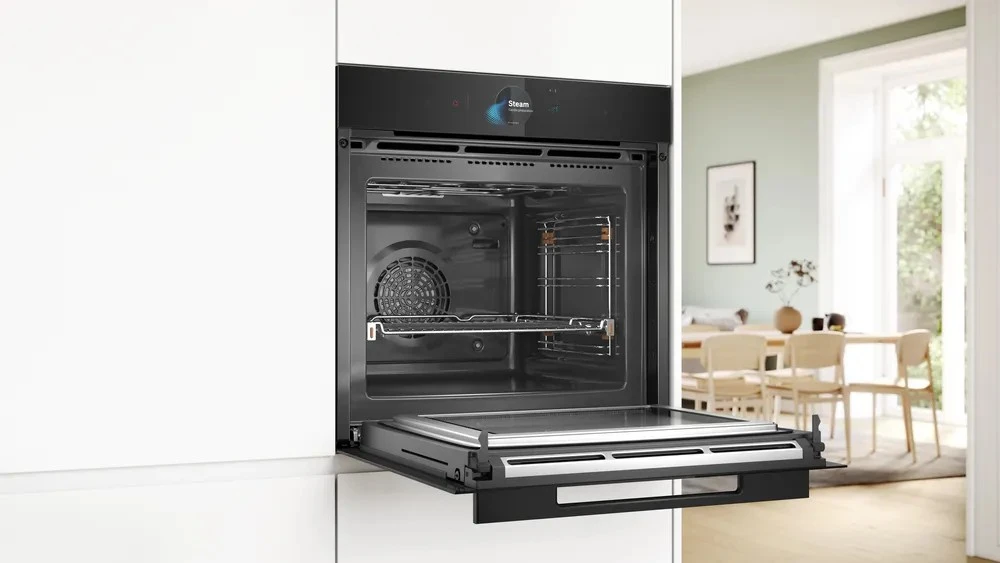 Įmontuojama orkaitė su garų ir mikrobangų funkcijomis Bosch HNG978QB1