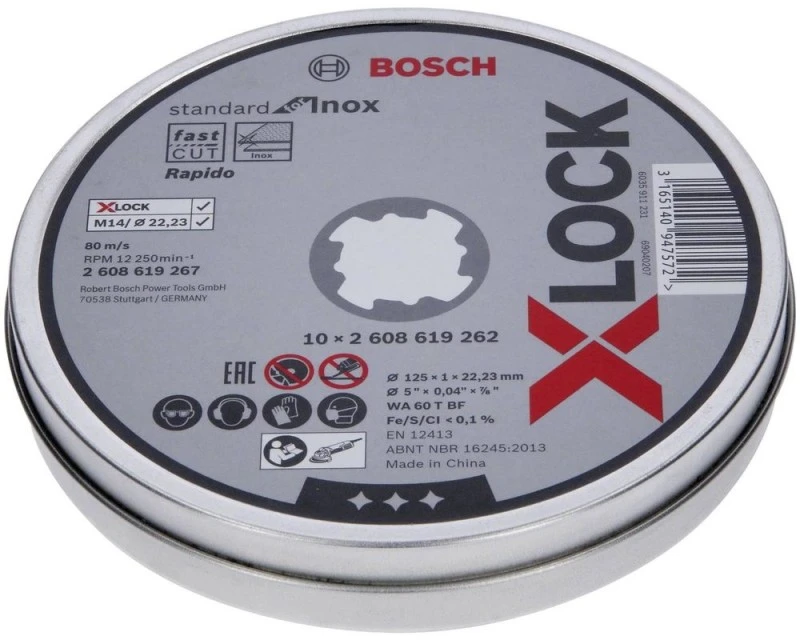 Bosch X-LOCK standartinis Inox 10vnt. × 125 × 1 mm