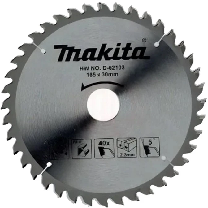 Makita D-62103 T.C.T. pjūklas 185X2.2X30mm 5° T40 SPECIALIZED aliuminio pjovimui
