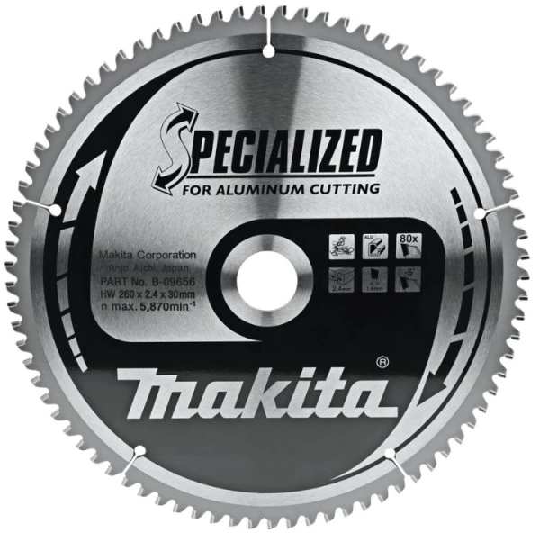 Pjovimo diskas aliuminiui MAKITA 260x30x2,4mm 80T -5°