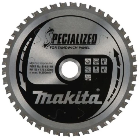 Makita T.C.T. pjovimo diskas B-33831 T.C.T • 165 x20 mm • T52 • 5° • MDF/laminatui