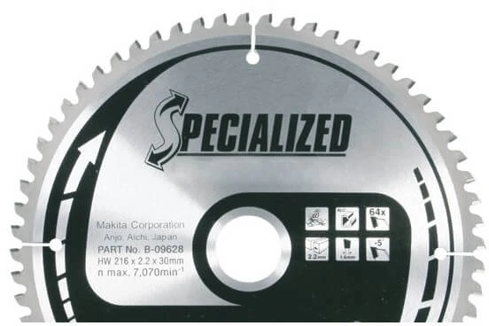 Makita T.C.T. pjūklas SPECIALIZED 270X2.4X30mm 0° T60 B-17681 T.C.T • 270 x30 mm • T60 • 0° • Daugiasluoknėms plokštėms