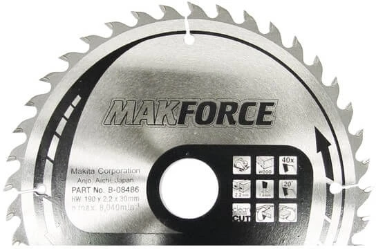 Makita T.C.T. pjūklas 270X2.6X30mm 20° T18 B-12859 T.C.T • 270 x30 mm • T18 • 20° • Medienai