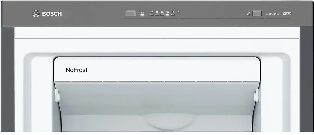 Bosch GSN36VXEP Serija 4, Laisvai statomas šaldiklis, 186 x 60 cm, Juodas šlifuotas plienas, atsparus pirštų atspaudams