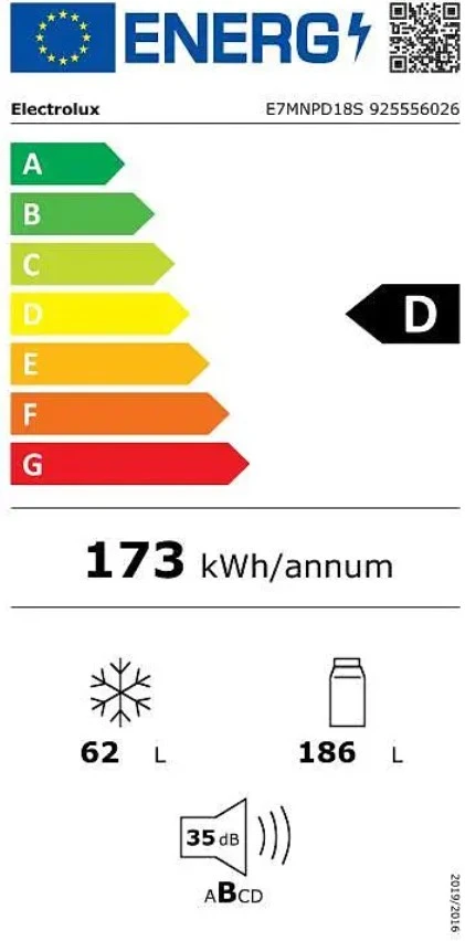 Įmontuojamas šaldytuvas Electrolux 700 serija, TwinTech, E7MNPD18S