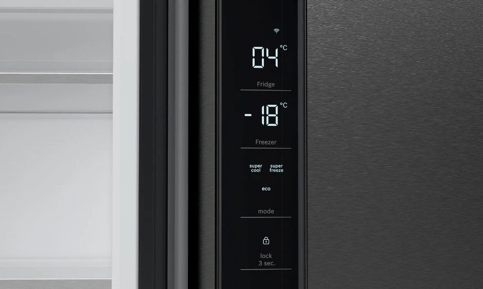 Bosch KFN96AXEA Serija 4, Prancūziško tipo apačioje montuojamas šaldiklis, 5 durų, 183 x 90.5 cm, Juodas šlifuotas plienas, atsparus pirštų atspaudams, Total No Frost