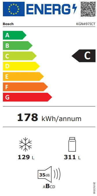 Šaldytuvas Bosch KGN497ICT 4 serija, Nerūdijančio plieno (atsparus pirštų antspaudams)