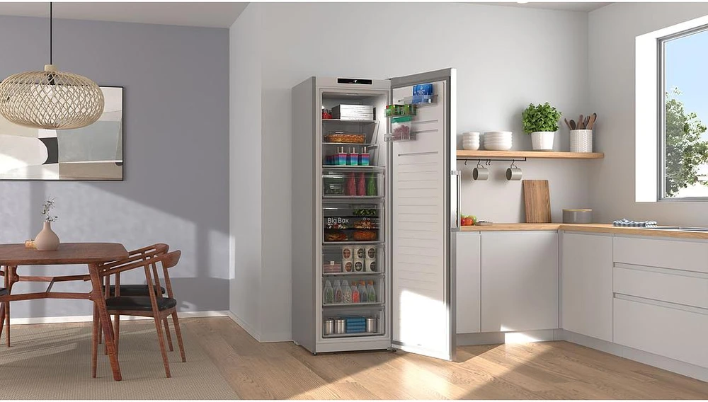 Bosch GSN36VIDG Serija 4, Laisvai statomas šaldiklis, 186.2 x 59.5 cm, Šlifuotas plienas, atsparus pirštų atspaudams