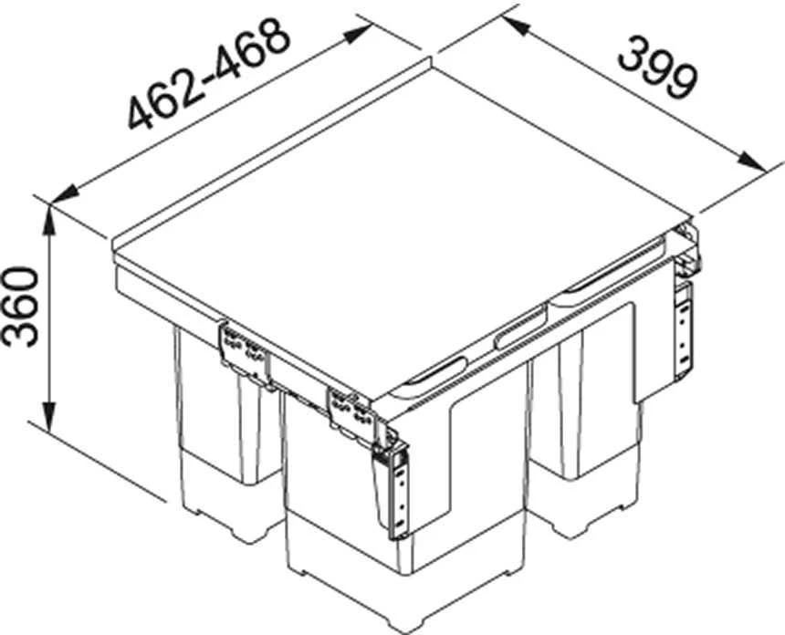 Šiukšliadėžė FRANKE, Sorter Garbo, 50-3, 2x12l.+8l.