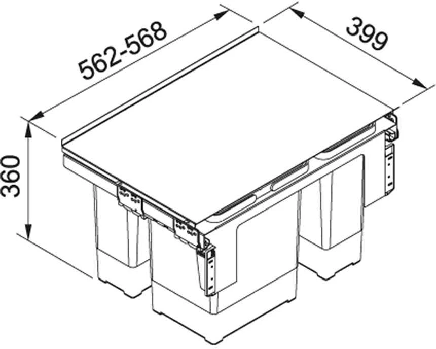 Šiukšliadėžė FRANKE, Sorter Garbo, 60-3, 18l.+12l.+8l.