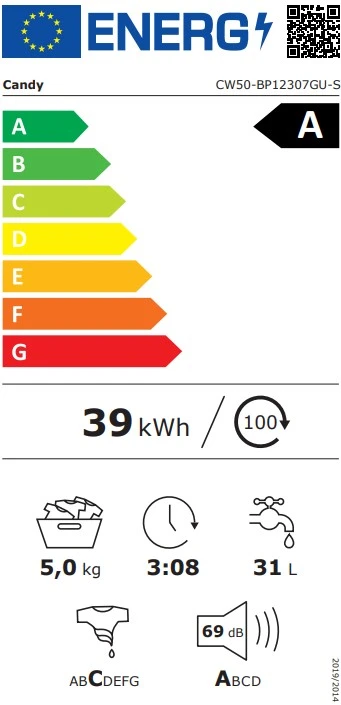 Skalbimo mašina Candy CW50-BP12307GU-S