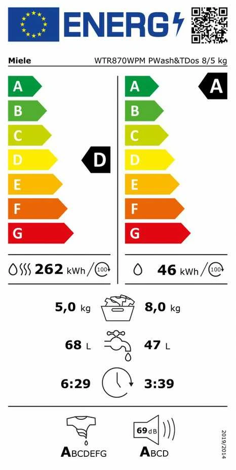 Skalbimo mašina Miele WTR870WPM PWash&TDos 8/5kg